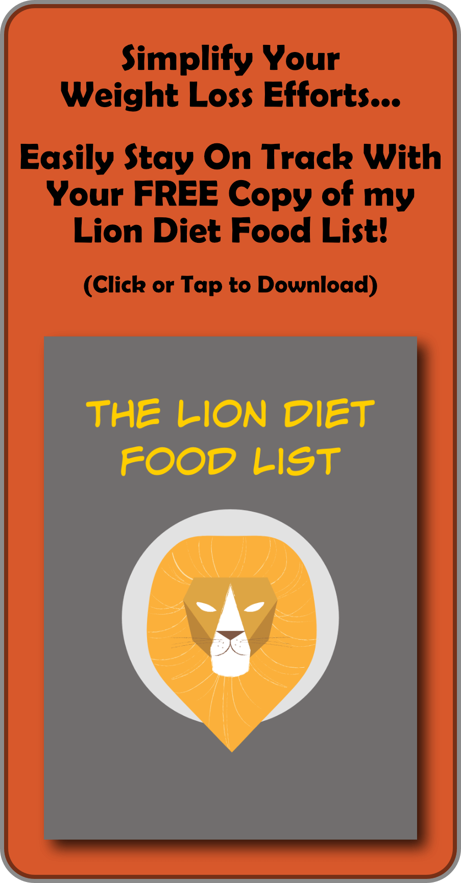 Lion Diet Food List Advert